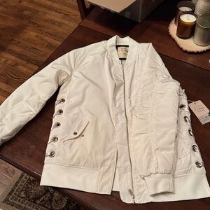 Ci Sono White Bomber Jacket